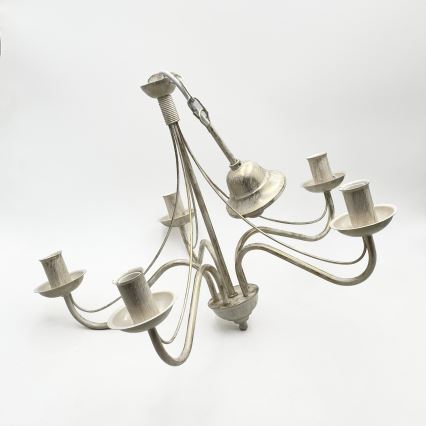 Kroonluchter aan ketting ANTON 5xE14/60W/230V witte patina