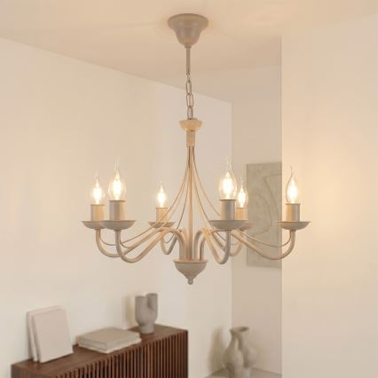 Kroonluchter aan ketting ANTON 6xE14/60W/230V beige