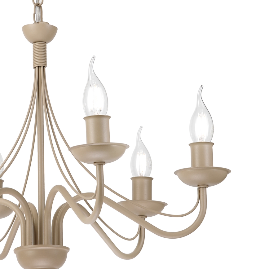 Kroonluchter aan ketting ANTON 6xE14/60W/230V beige
