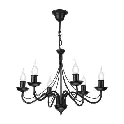 Kroonluchter aan ketting ANTON 6xE14/60W/230V zwart