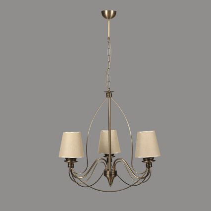 Kroonluchter aan ketting CLASSIC 3xE14/40W/230V brons/beige