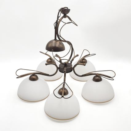 Kroonluchter aan ketting COBRA 5xE27/60W/230V brons/patina