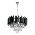 Kroonluchter aan ketting CRISTAL 5xE14/10W/230V Ø 38 cm zwart/mat chroom