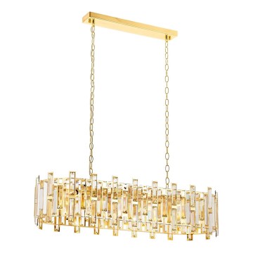 Kroonluchter aan ketting CRYSTALLINE 13xE14/40W/230V goudkleurig