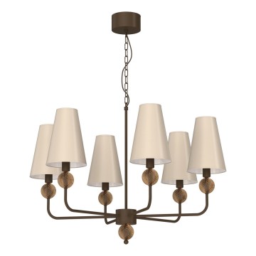 Kroonluchter aan ketting GRENADA 6xE14/15W/230V beige
