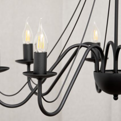 Kroonluchter aan ketting MALBO 8xE14/10W/230V, zwart