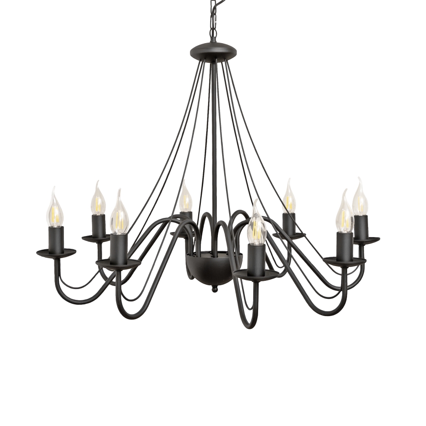 Kroonluchter aan ketting MALBO 8xE14/10W/230V, zwart