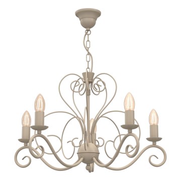 Kroonluchter aan ketting MAURO 5xE14/15W/230V beige