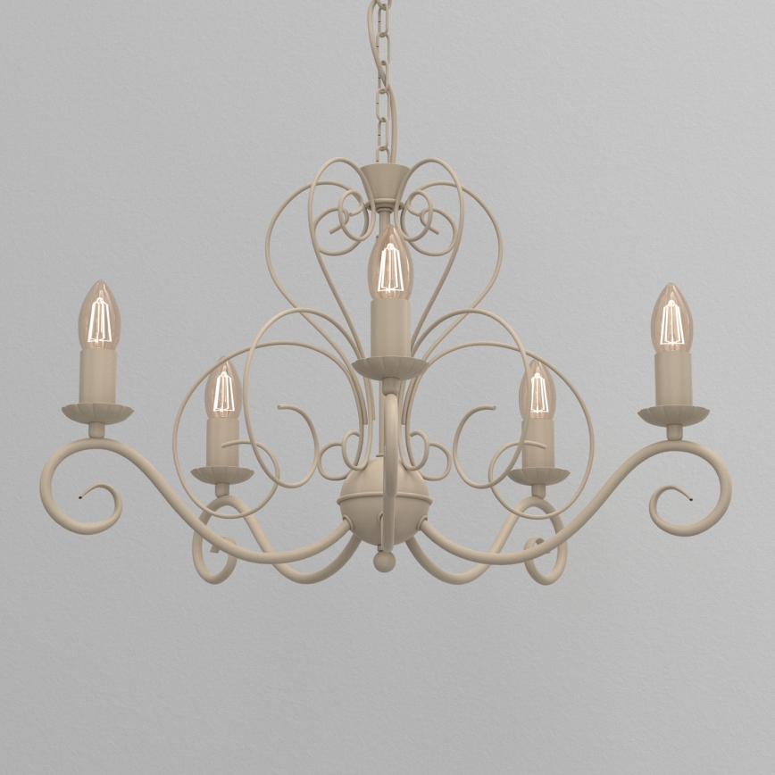 Kroonluchter aan ketting MAURO 5xE14/15W/230V beige