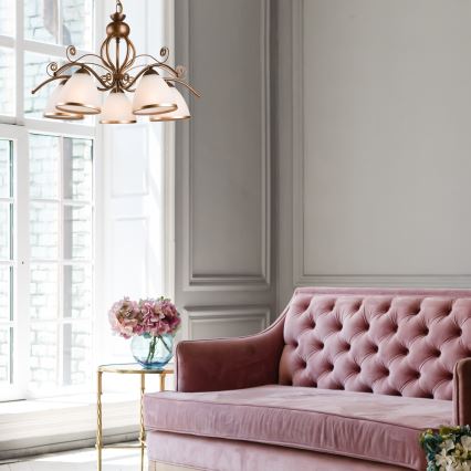 Kroonluchter aan ketting RETRO II 5xE27/60W/230V brons patina