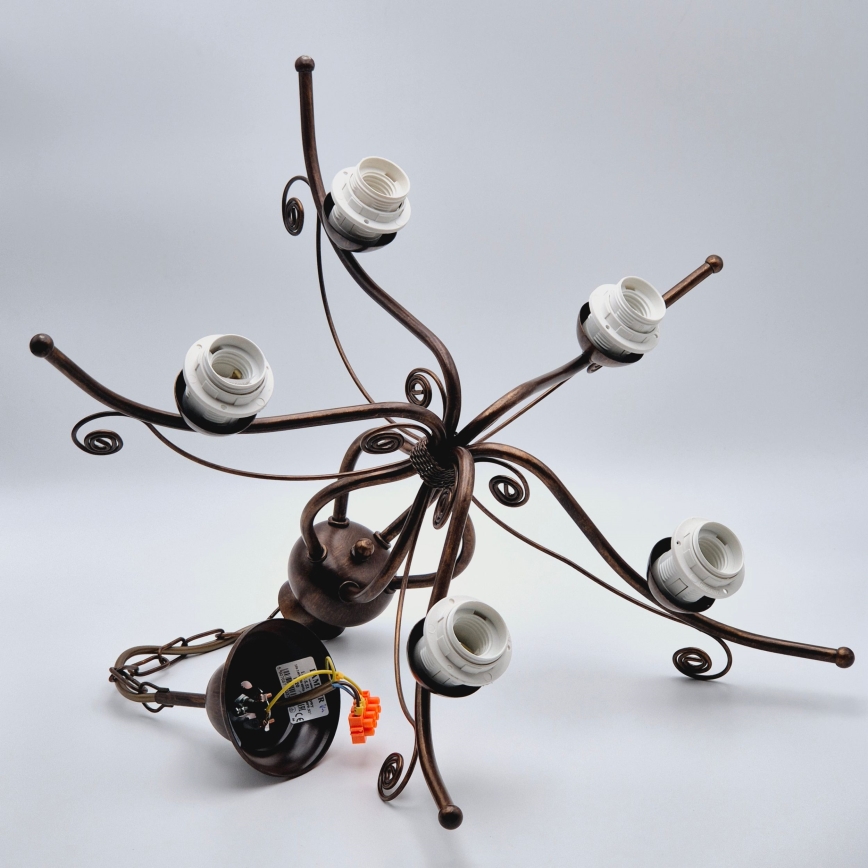 Kroonluchter aan ketting RETRO II 5xE27/60W/230V brons patina