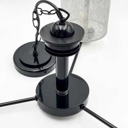 Kroonluchter aan ketting ROSA 3xE27/60W/230V zwart/grijs