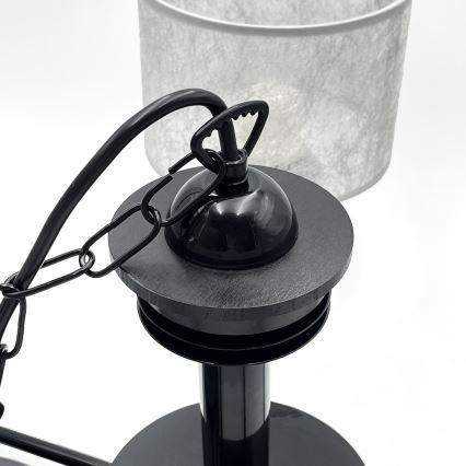 Kroonluchter aan ketting ROSA 5xE27/60W/230V zwart/grijs