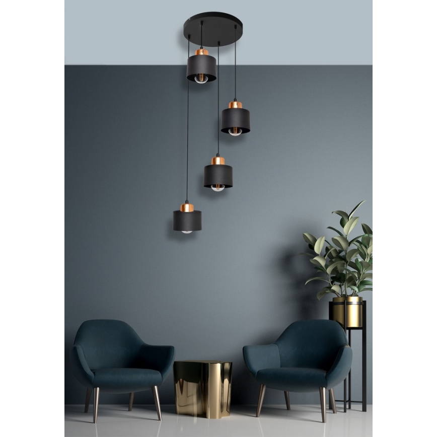 Kroonluchter aan koord EDISON 4xE27/15W/230V