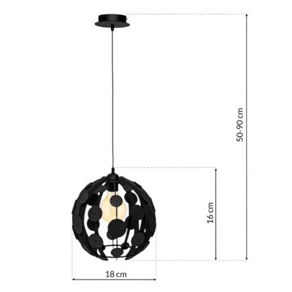 Kroonluchter aan koord GAIA 1xE27/60W/230V zwart Ø 18 cm