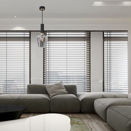 Kroonluchter aan koord ROMA ZWART 1xE27/60W/230V