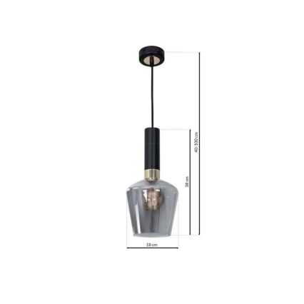 Kroonluchter aan koord ROMA ZWART 1xE27/60W/230V