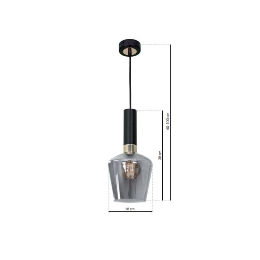 Kroonluchter aan koord ROMA ZWART 1xE27/60W/230V