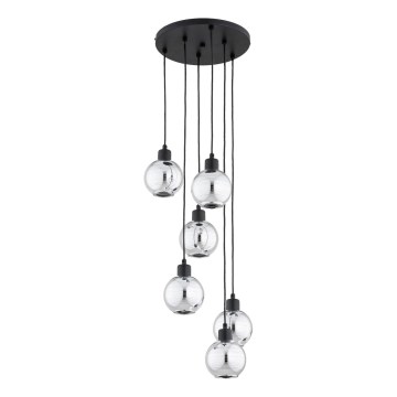 Kroonluchter aan snoer ARVENE 6xE27/15W/230V zwart/hoogglans chroom