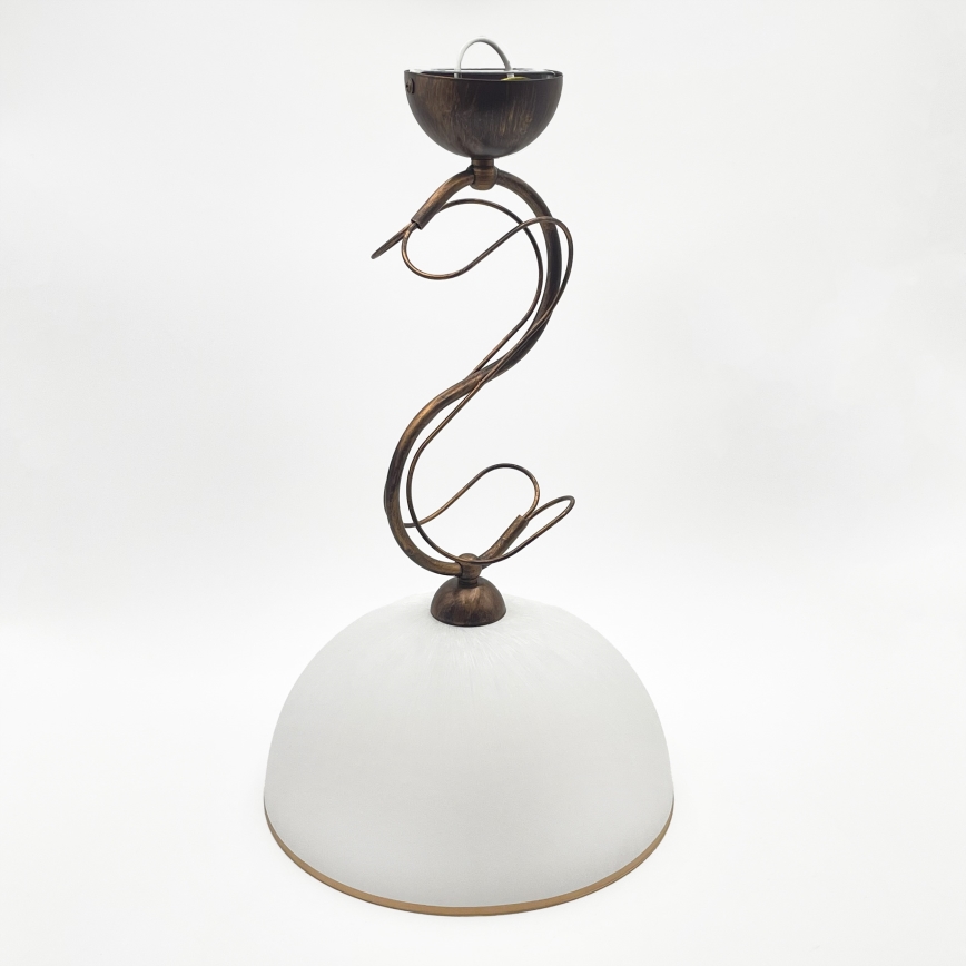 Kroonluchter aan stang COBRA 1xE27/60W/230V Ø 30 cm brons/patina