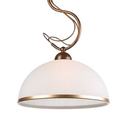 Kroonluchter aan stang COBRA 1xE27/60W/230V Ø 30 cm brons/patina