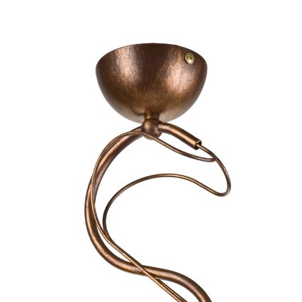 Kroonluchter aan stang COBRA 1xE27/60W/230V Ø 30 cm brons/patina