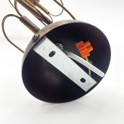 Kroonluchter aan stang COBRA 1xE27/60W/230V Ø 30 cm brons/patina