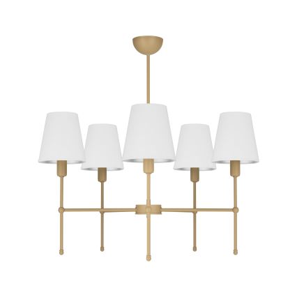 Kroonluchter aan stang MADELA 5xE14/40W/230V wit/beige