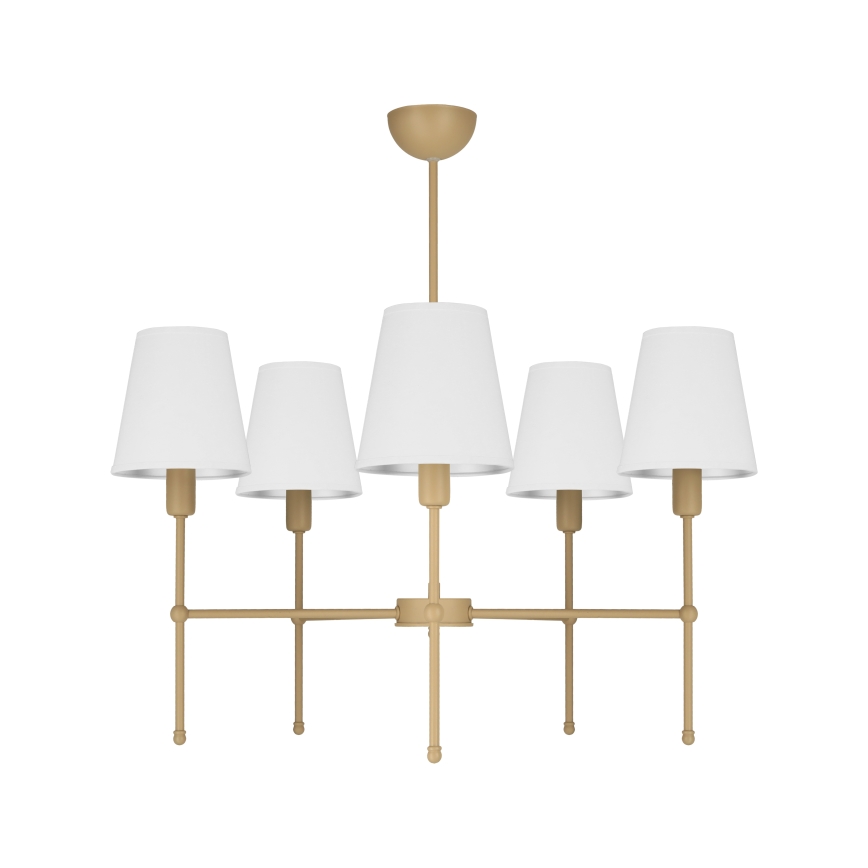 Kroonluchter aan stang MADELA 5xE14/40W/230V wit/beige