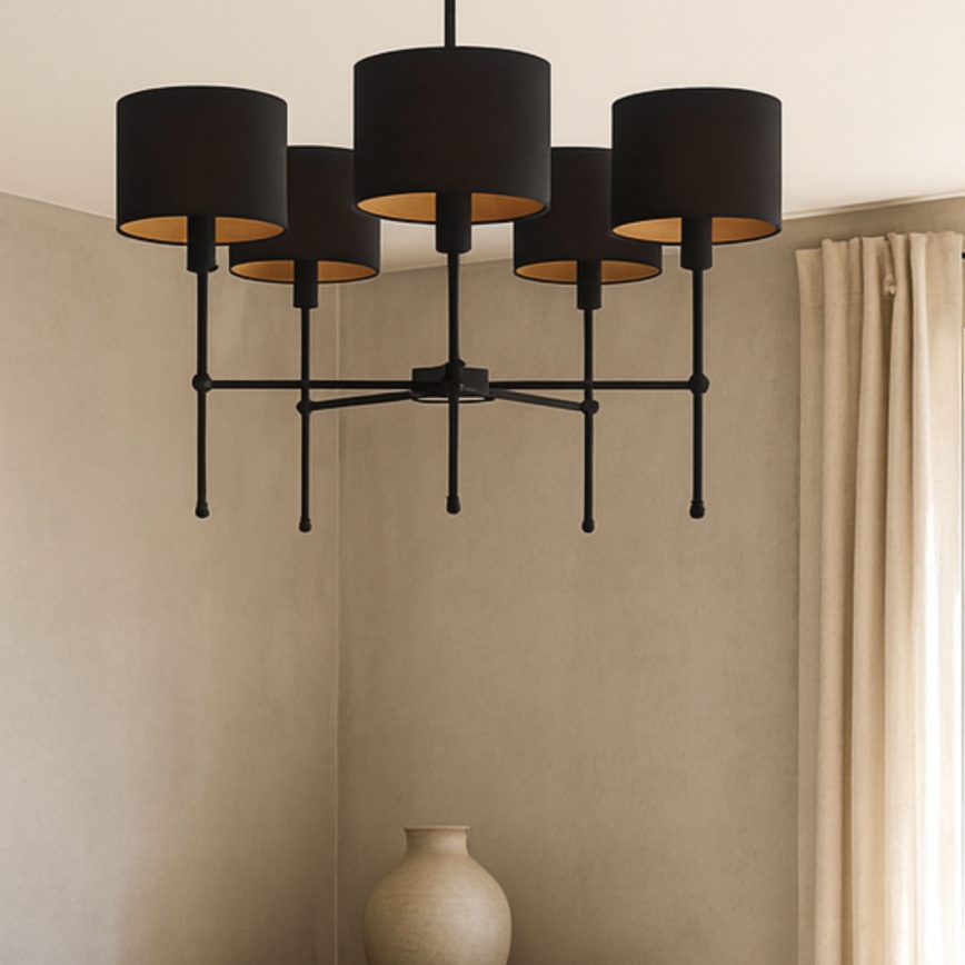 Kroonluchter aan stang MADELA 5xE14/40W/230V zwart