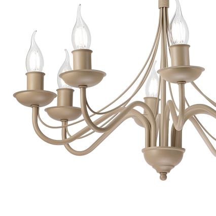 Kroonluchter ANTON aan ketting 8xE14/60W/230V beige