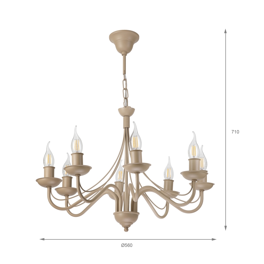 Kroonluchter ANTON aan ketting 8xE14/60W/230V beige