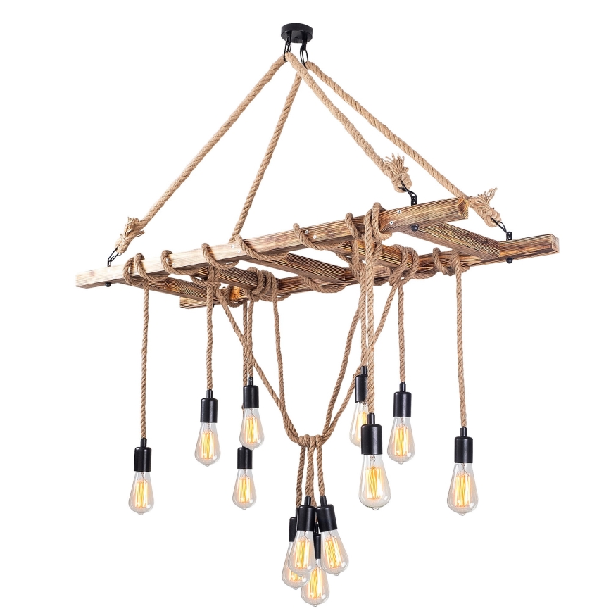 Kroonluchter EREBOS met kabelophanging 12xE27/40W/230V bruin