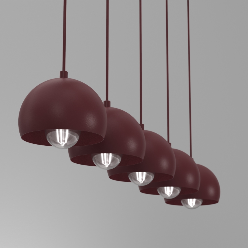 Kroonluchter met kabel SOOL 5xE27/15W/230V bordeaux
