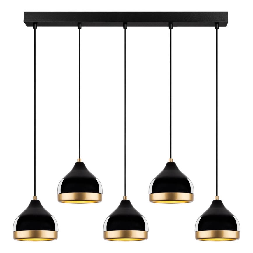Kroonluchter met kabel YILDO 5xE27/40W/230V zwart/goud