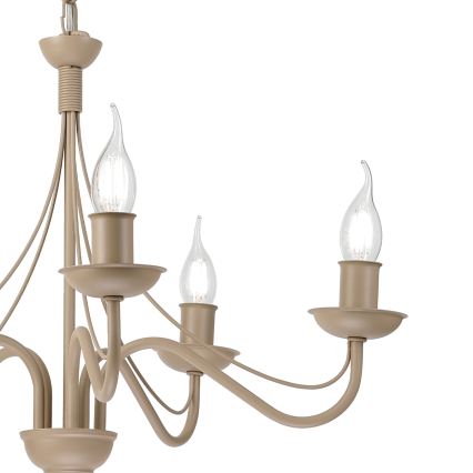 Kroonluchter met ketting ANTON 5xE14/60W/230V beige