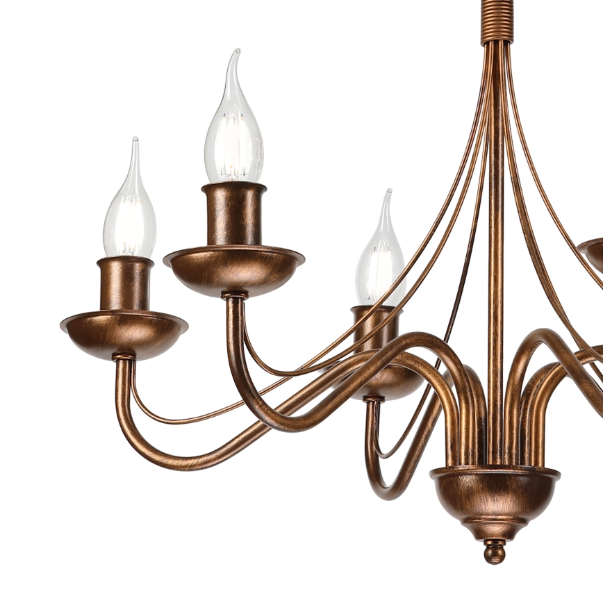 Kroonluchter met ketting ANTON 6xE14/60W/230V bronskleurig