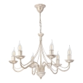 Kroonluchter met ketting ANTON 6xE14/60W/230V witte patina