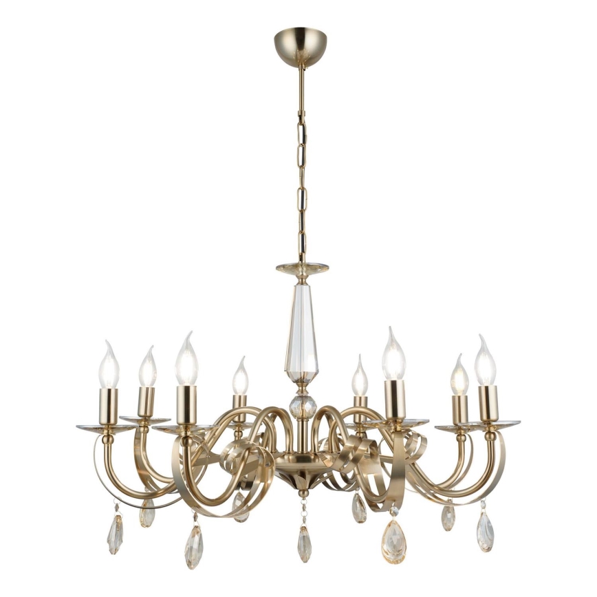 Kroonluchter met ketting CASTRO 8xE14/40W/230V goudkleurig