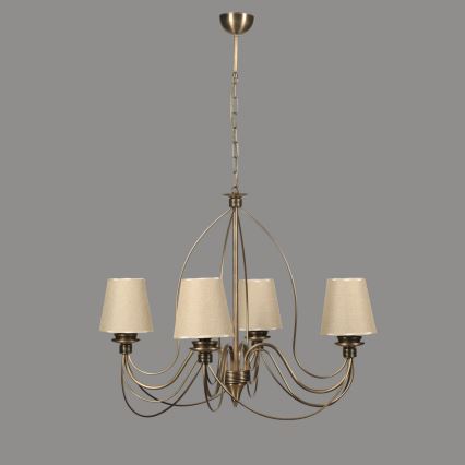 Kroonluchter met ketting CLASSIC 4xE14/40W/230V brons/beige
