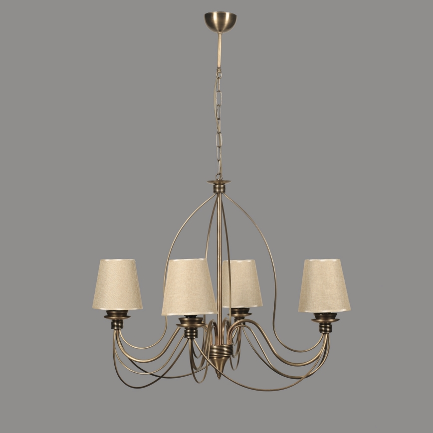 Kroonluchter met ketting CLASSIC 4xE14/40W/230V brons/beige
