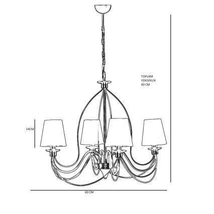Kroonluchter met ketting CLASSIC 4xE14/40W/230V brons/beige
