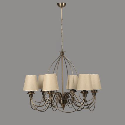 Kroonluchter met ketting CLASSIC 6xE14/40W/230V brons/beige
