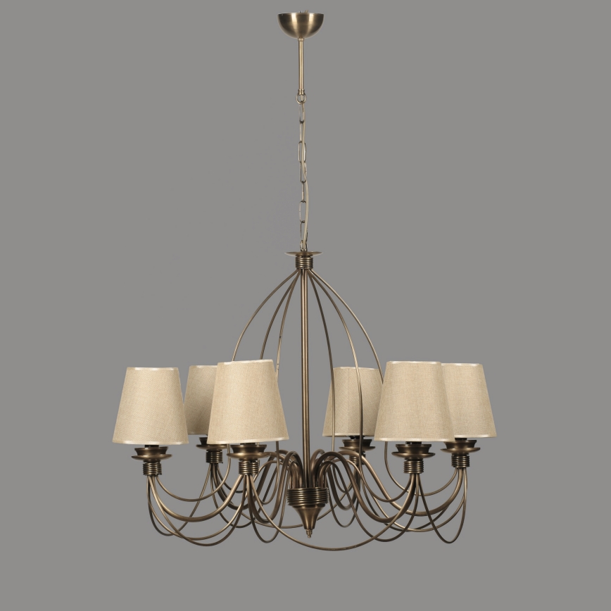 Kroonluchter met ketting CLASSIC 6xE14/40W/230V brons/beige