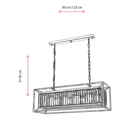Kroonluchter met ketting CRYSTALLINE 4xE27/6W/230V bronskleurig