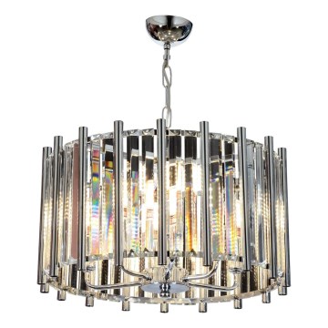 Kroonluchter met ketting CRYSTALLINE 6xE14/40W/230V glanzend chroom