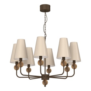 Kroonluchter met ketting GRENADA 8xE14/15W/230V beige