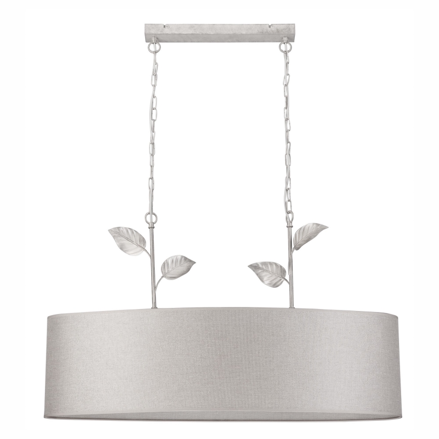 Kroonluchter met ketting NOEMI 2xE27/60W/230V zilver/witte patina