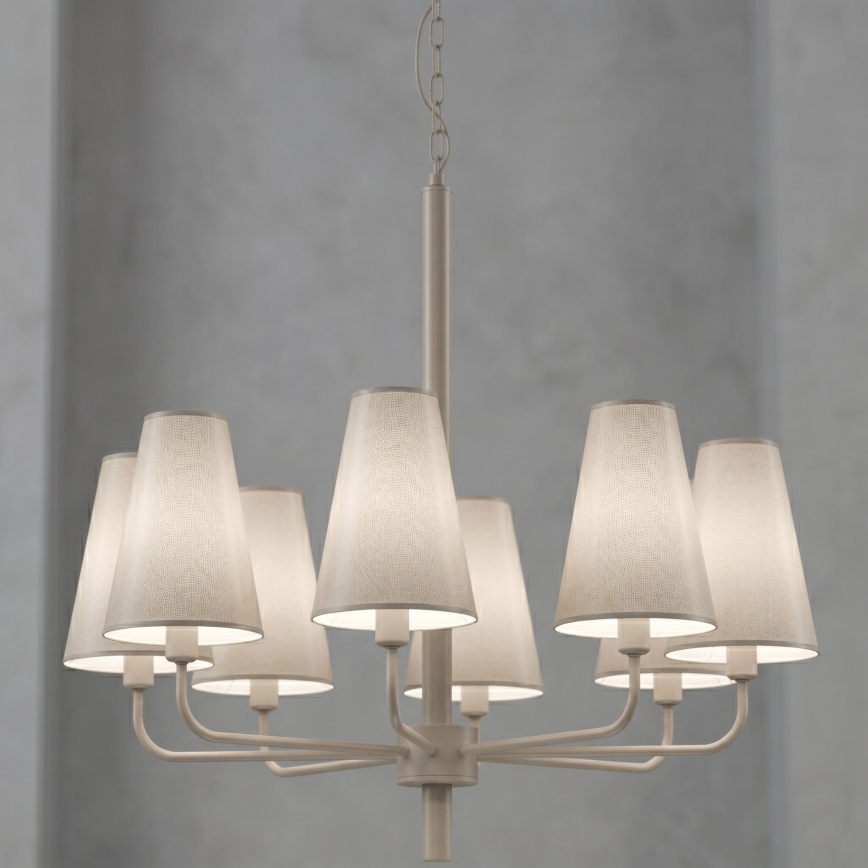 Kroonluchter met ketting TORTOLA 8xE14/15W/230V beige