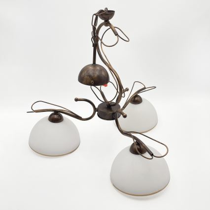 Kroonluchter met stang COBRA 3xE27/60W/230V brons/patina